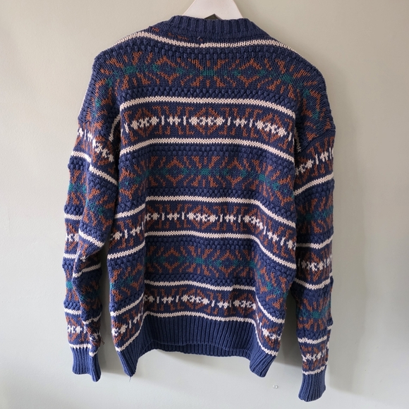 Honors M Vintage 90s Coogi Style Eclectic Grandpa Dadcore Chunky Knit Sweater - Picture 9 of 13